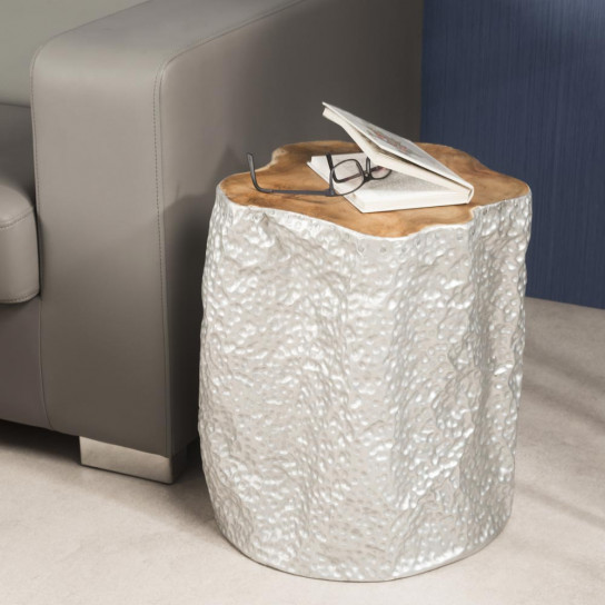 Lodge natural aluminium-covered stool