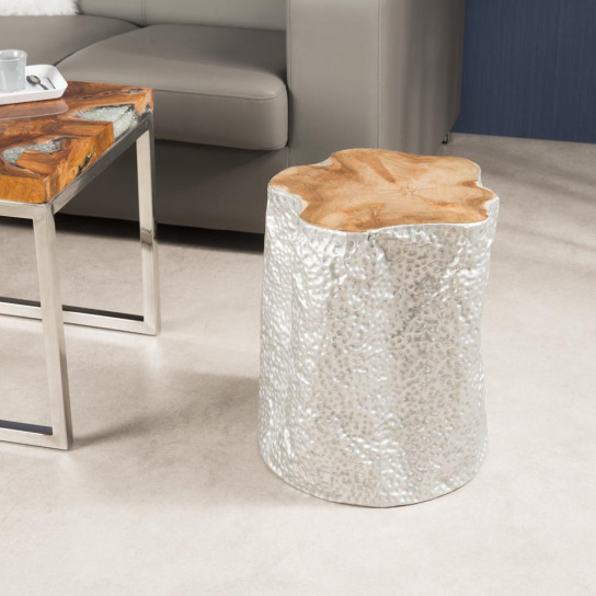 Lodge natural aluminium-covered stool