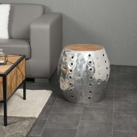 Lodge pierced aluminium barrel stool