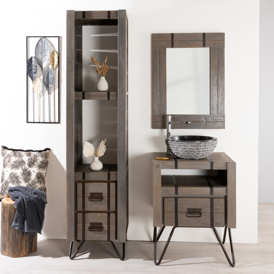 Loft grey mindi and metal bathroom vanity unit 60 cm