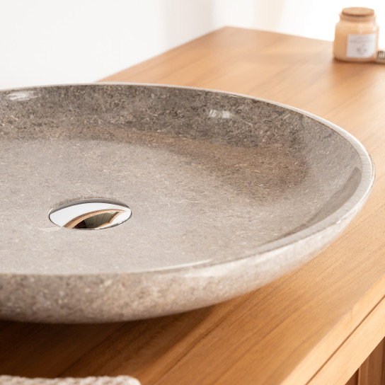 Lysom large round grey marble countertop bathroom sink 45