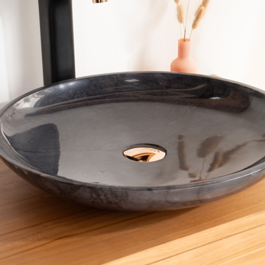 Lysom round black countertop bathroom sink 45 cm