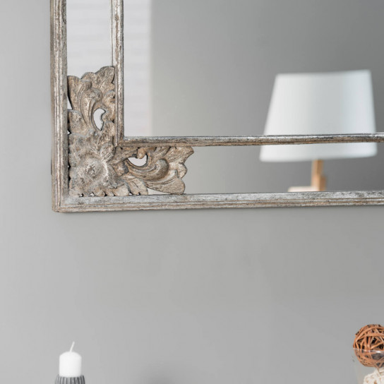 Mathilde decorative bronze-coloured weathered-finish wood mirror 110 x 70 cm