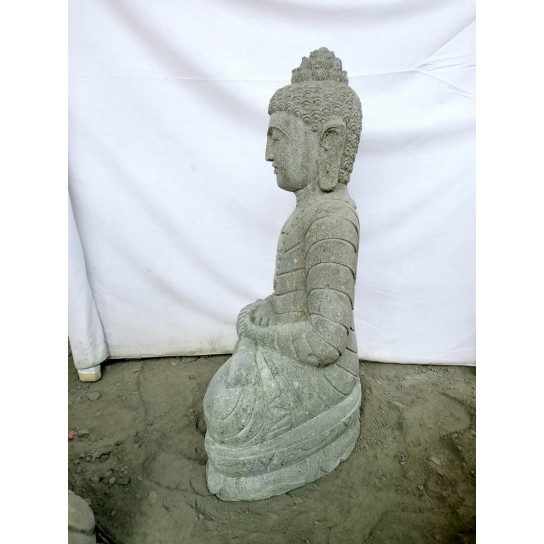 Meditating seated buddha volcanic rock garden statue 80 cm