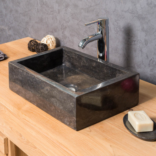 Milan rectangular black countertop bathroom sink 30 cm x 40 cm