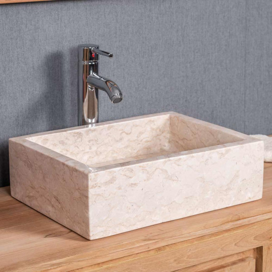 Milan rectangular cream countertop bathroom sink 30 cm x 40 cm