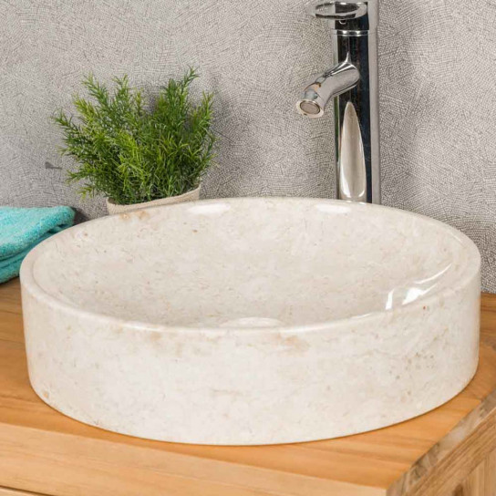 Mino large cream marble countertop sink 42 cm