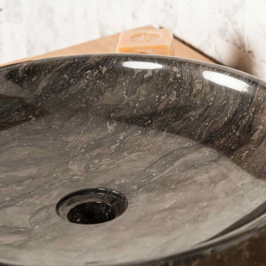 Mino large round black countertop sink 42 cm