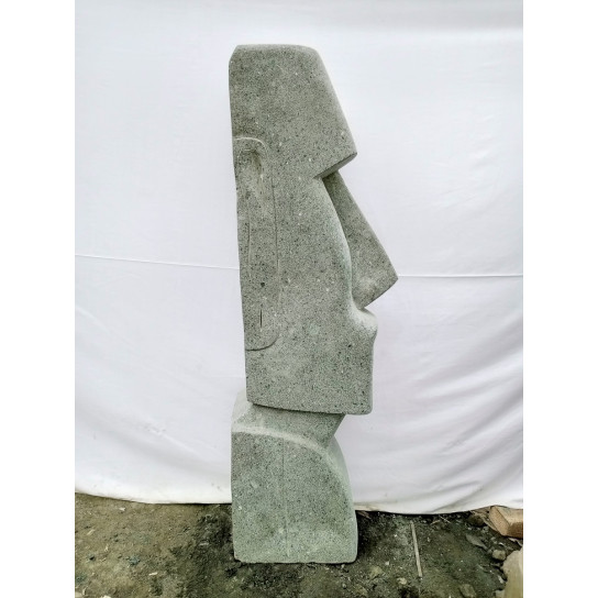 Moai elongated face volcanic rock statue 120 cm