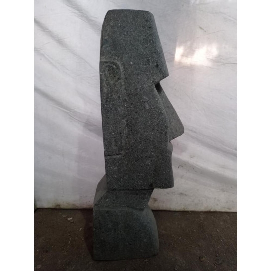 Moai elongated face volcanic rock statue 60 cm