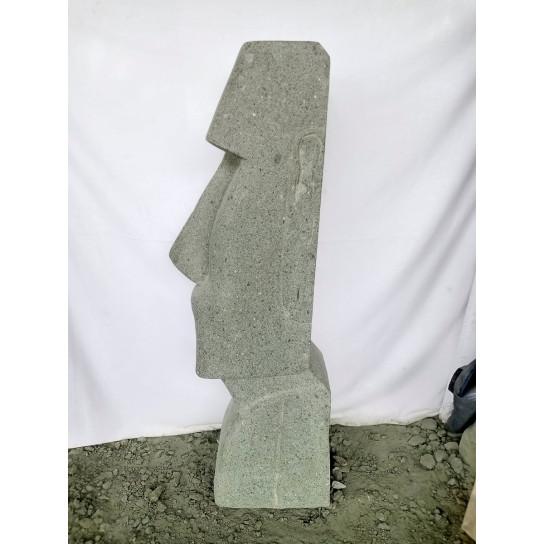 Moai volcanic stone statue elongated face 120 cm