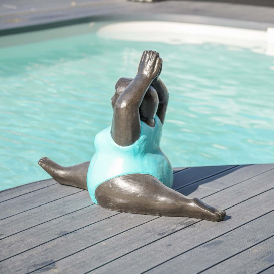 Modern turquoise round woman yoga pose statue