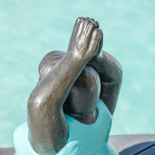 Modern turquoise round woman yoga pose statue