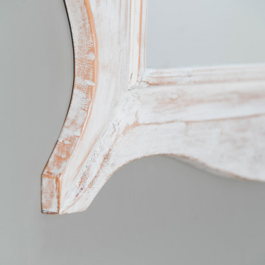Modern white ceruse weathered-finish wood mirror 70 x 100 cm