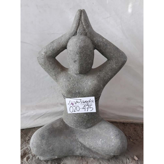 Modern woman yoga sculpture in stone 40 cm