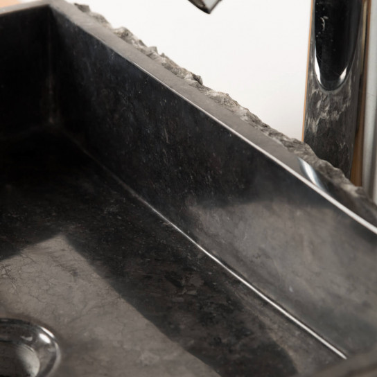 Naples black rectangular marble countertop sink
