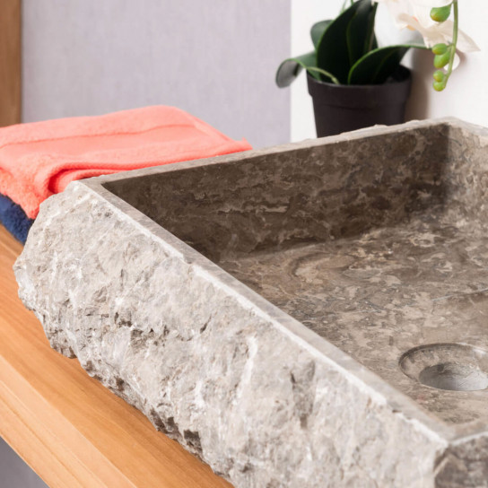 Naples grey rectangular marble countertop sink