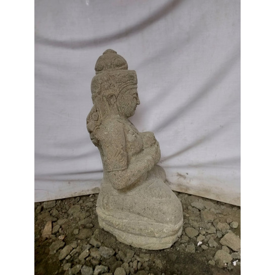 Natural stone garden statue seated goddess flower 50cm