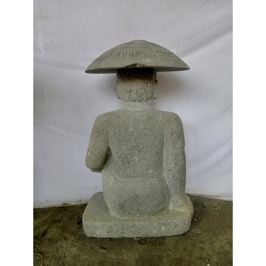 Natural stone statue Japanese fisherman stone 80 cm