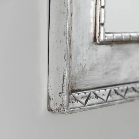 Palermo silver-coloured weathered-finish wood mirror 140 x 80 cm