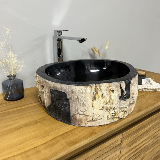 Petrified fossil wood bathroom sink 45 cm