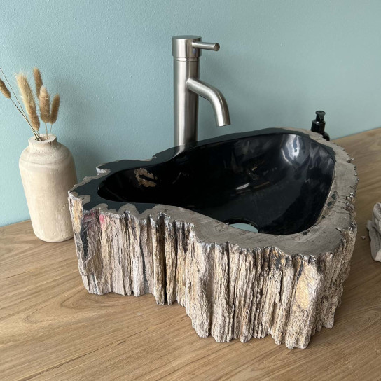 Petrified fossil wood countertop bathroom sink 35 cm