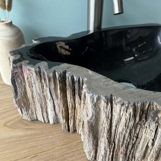 Petrified fossil wood countertop bathroom sink 35 cm