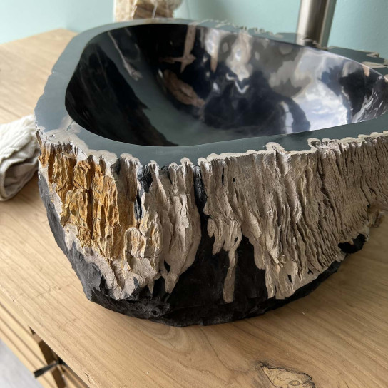 Petrified fossil wood countertop bathroom sink 40 cm