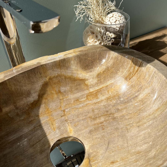 Petrified fossil wood countertop bathroom sink 40 cm