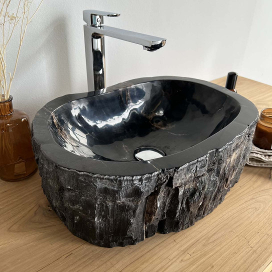 Petrified fossil wood countertop bathroom sink 45 cm