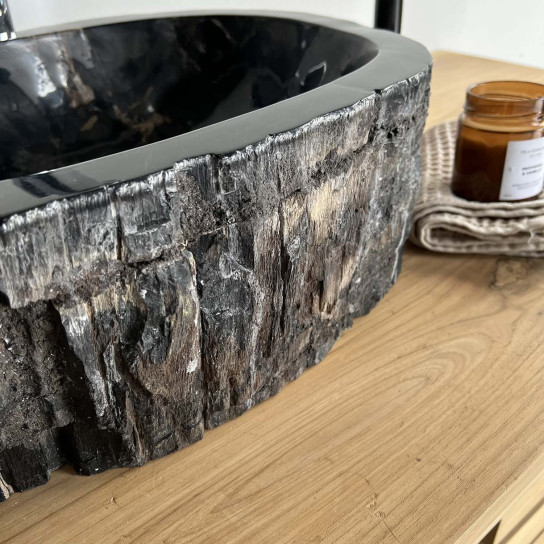 Petrified fossil wood countertop bathroom sink 45 cm