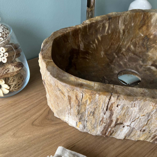 Petrified fossil wood countertop bathroom sink 50 cm