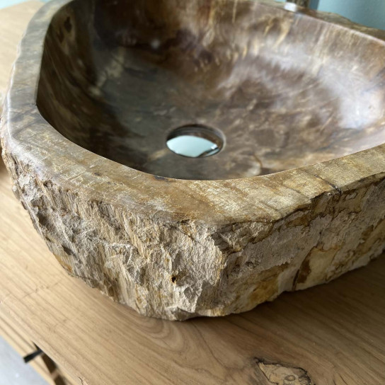 Petrified fossil wood countertop bathroom sink 50 cm