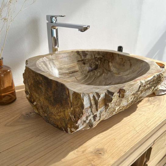 Petrified fossil wood countertop bathroom sink 51 cm