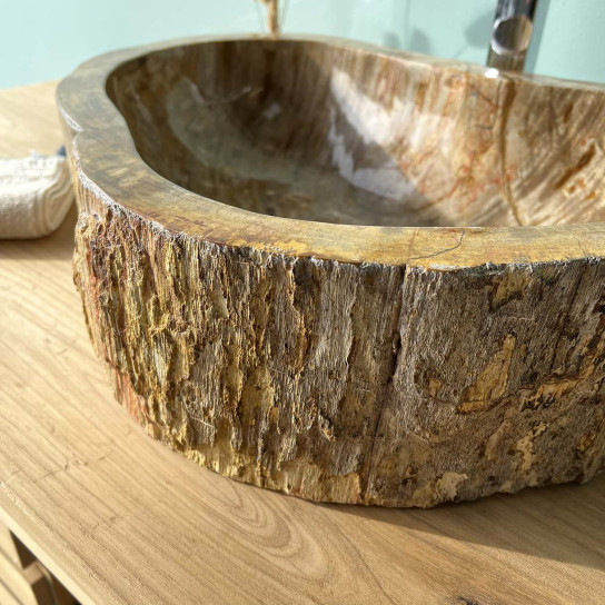 Petrified fossil wood countertop bathroom sink 53 cm