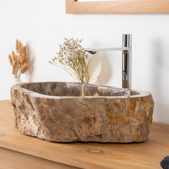 Petrified fossil wood countertop bathroom sink 53 cm