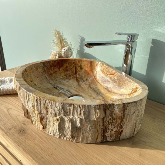 Petrified fossil wood stone bathroom sink 40 cm