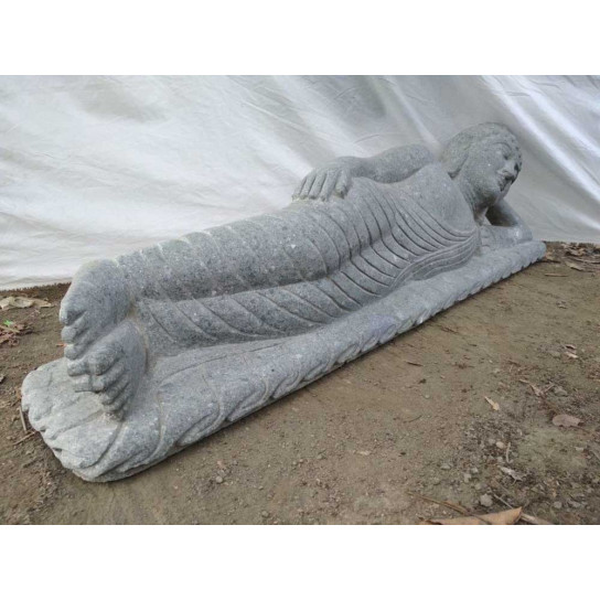 Reclining buddha outdoor volcanic rock statue 150 cm