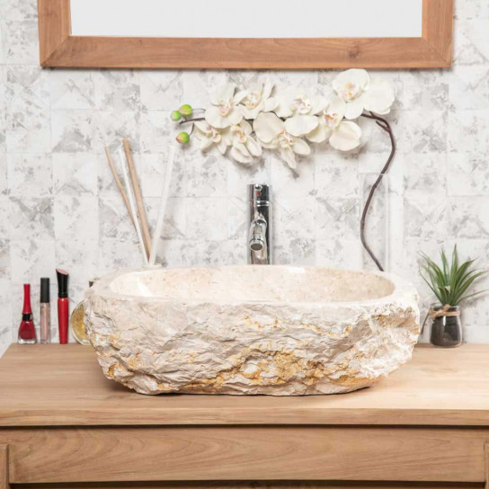 Roc large cream marble countertop bathroom sink 45-55 cm