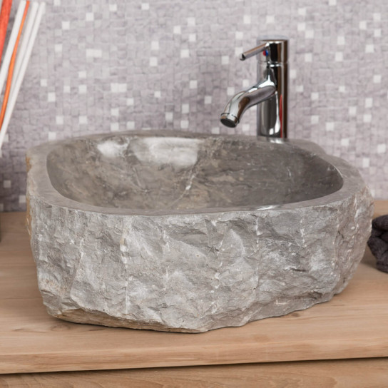 Roc large grey marble countertop bathroom sink