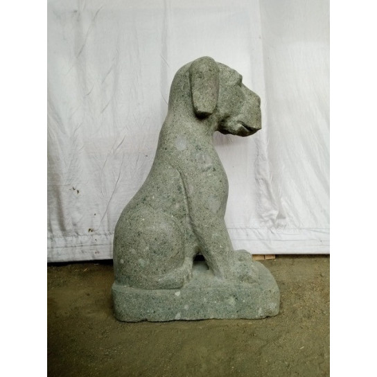 Sculpture dog sitting in natural stone 60 cm