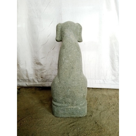 Sculpture dog sitting in natural stone 60 cm