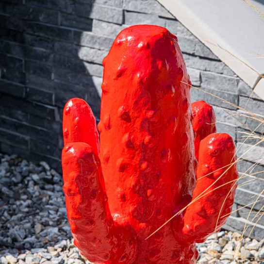 Sculpture modern garden cactus 50cm red