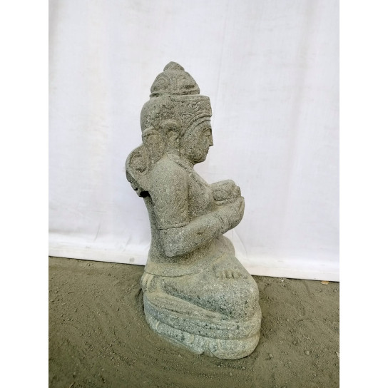 Seated balinese goddess dewi tara natural stone statue 50 cm