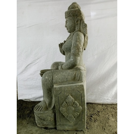 Seated balinese goddess natural stone statue 100 cm