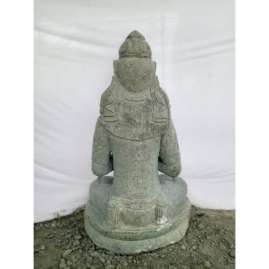 Seated balinese goddess volcanic rock outdoor statue flower 120 cm