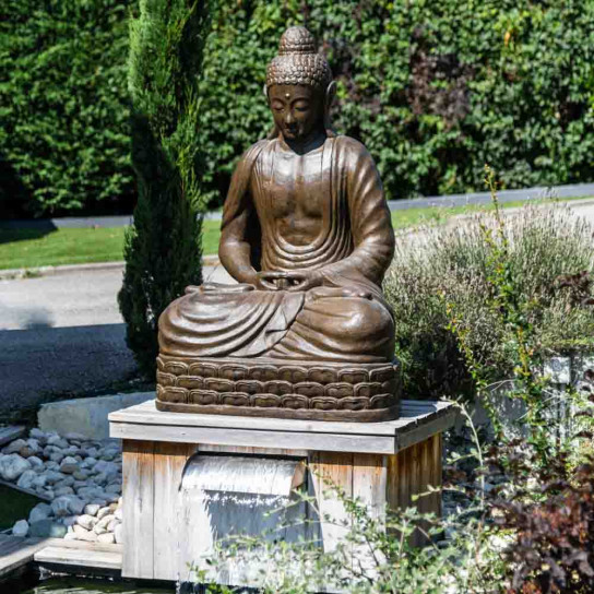 Seated buddha brown fibreglass garden statue chakra pose 150 cm