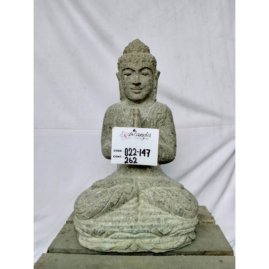 Seated buddha stone statue prayer pose 50 cm
