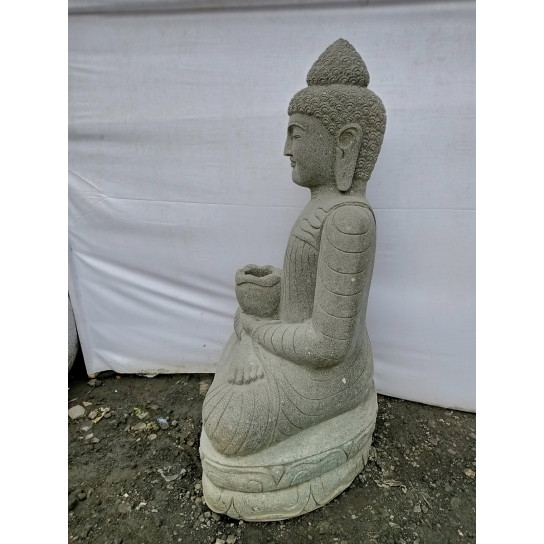 Seated buddha volcanic rock garden statue bowl 120 cm