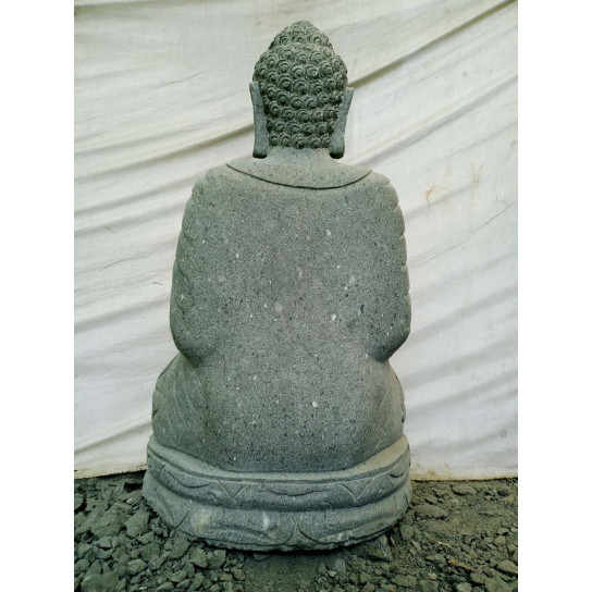 Seated buddha volcanic rock garden statue meditation pose 1 m